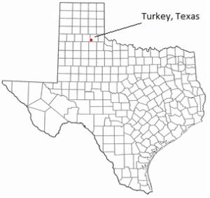 Turkey, Texas, is in West Texas, at the edge of the Panhandle. (Wikimedia Commons image)